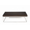 Zen 48 Inch Coffee Table Rectangular Chrome Base Dark Brown Solid Wood By Casagear Home BM314960