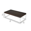 Zen 48 Inch Coffee Table Rectangular Chrome Base Dark Brown Solid Wood By Casagear Home BM314960