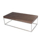 Zen 48 Inch Coffee Table Rectangular Chrome Base Walnut Brown Wood Top By Casagear Home BM314961