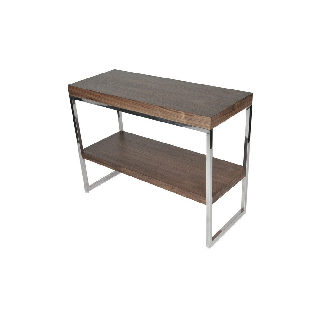 Zen 39 Inch Console Sideboard Table 2 Tier Shelves Walnut Brown Wood By Casagear Home BM314963