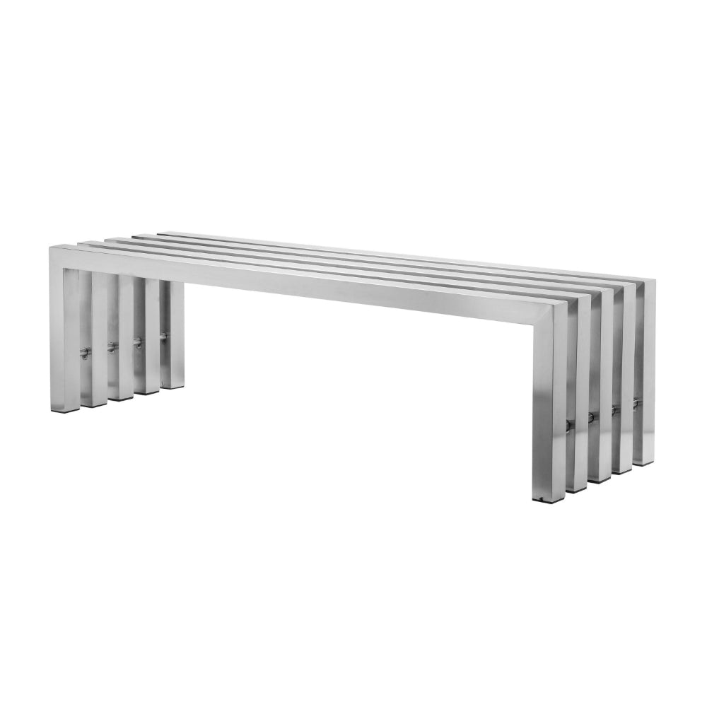 Namo 58 Inch Accent Bench Sleek Modern Design Rectangular Chrome Metal By Casagear Home BM314964