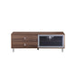 Ida 60 Inch TV Entertainment Console Drawers Pull Down Door Walnut Brown By Casagear Home BM314965