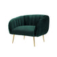 Decy 34 Inch Accent Chair Channel Stitched Cushioned Green Velvet Gold By Casagear Home BM314967