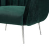 Decy 34 Inch Accent Chair Channel Stitched Cushioned Green Velvet Silver By Casagear Home BM314968