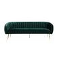 Decy 74 Inch Sofa Channel Stitched Cushioned Seat Green Velvet Gold By Casagear Home BM314970