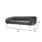 Decy 74 Inch Sofa Channel Stitched Cushioned Seat Gray Velvet Silver By Casagear Home BM314971