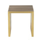 Niki 17 Inch Accent Stool Slatted Design Square Luxurious Brushed Gold By Casagear Home BM314975