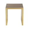 Niki 17 Inch Accent Stool Slatted Design Square Luxurious Brushed Gold By Casagear Home BM314975