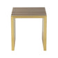 Niki 17 Inch Accent Stool Slatted Design Square Luxurious Brushed Gold By Casagear Home BM314975