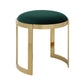 Niyo 19 Inch Accent Stool Ottoman, Round Cushioned Green Velvet Seat, Gold By Casagear Home