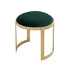 Niyo 19 Inch Accent Stool Ottoman Round Cushioned Green Velvet Seat Gold By Casagear Home BM314976