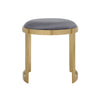 Niyo 19 Inch Accent Stool Ottoman Round Cushioned Gray Velvet Seat Gold By Casagear Home BM314977