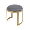 Niyo 19 Inch Accent Stool Ottoman Round Cushioned Gray Velvet Seat Gold By Casagear Home BM314977