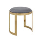 Niyo 19 Inch Accent Stool Ottoman Round Cushioned Gray Velvet Seat Gold By Casagear Home BM314977