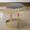 Niyo 19 Inch Accent Stool Ottoman Round Cushioned Gray Velvet Seat Gold By Casagear Home BM314977