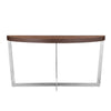 Tini 55 Inch Console Table Oval Top Chrome Frame Walnut Brown Finish By Casagear Home BM314980