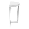 Tini 55 Inch Console Table Oval Top Chrome Frame Sleek White Finish By Casagear Home BM314981