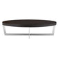 Tini 55 Inch Coffee Table Oval Top Chrome Frame Espresso Brown Finish By Casagear Home BM314982