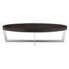 Tini 55 Inch Coffee Table Oval Top Chrome Frame Espresso Brown Finish By Casagear Home BM314982