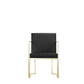 Boly 24 Inch Dining Armchair Plush Black Faux Leather Gold Cantilever By Casagear Home BM314984