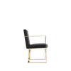 Boly 24 Inch Dining Armchair Plush Black Faux Leather Gold Cantilever By Casagear Home BM314984