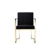 Boly 24 Inch Dining Armchair Cushioned Black Velvet Seat Gold Cantilever By Casagear Home BM314985