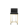 Boly 26 Inch Counter Height Chair Black Faux Leather Seat Gold Cantilever By Casagear Home BM314989