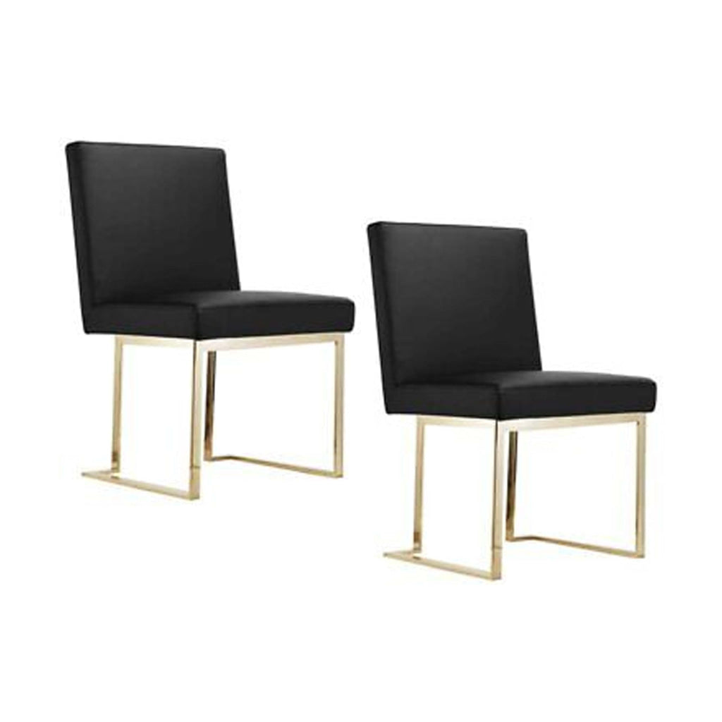 Boly 26 Inch Counter Height Chair Black Faux Leather Seat Gold Cantilever By Casagear Home BM314989