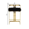 Suki 30 Inch Barstool Chair Black Faux Fur Seat Gold Cantilever Base By Casagear Home BM314992