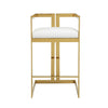 Suki 30 Inch Barstool Chair White Faux Leather Seat Gold Cantilever Base By Casagear Home BM314994