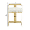 Suki 26 Inch Counter Height Chair White Faux Fur Gold Cantilever Base By Casagear Home BM314997