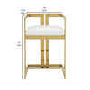 Suki 26 Inch Counter Height Chair White Faux Leather Gold Cantilever Base By Casagear Home BM314998