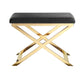 Sovi 24 Inch Accent Stool Ottoman Bench Cushioned Gray Velvet Gold X Base By Casagear Home BM314999