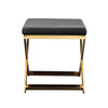 Sovi 24 Inch Accent Stool Ottoman Bench Cushioned Gray Velvet Gold X Base By Casagear Home BM314999