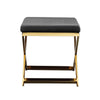 Sovi 24 Inch Accent Stool Ottoman Bench Cushioned Gray Velvet Gold X Base By Casagear Home BM314999