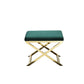 Sovi 24 Inch Accent Stool Ottoman Bench Plush Green Velvet Gold X Base By Casagear Home BM315000