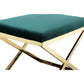 Sovi 24 Inch Accent Stool Ottoman Bench Plush Green Velvet Gold X Base By Casagear Home BM315000