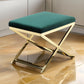 Sovi 24 Inch Accent Stool Ottoman Bench, Plush Green Velvet, Gold X Base By Casagear Home