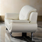 Olaf 50 Inch Sofa Chair Tufted Ivory Faux Leather Chrome Metal Wood By Casagear Home BM315002