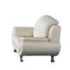 Olaf 50 Inch Sofa Chair, Tufted Ivory Faux Leather, Chrome Metal, Wood By Casagear Home