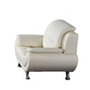 Olaf 50 Inch Sofa Chair Tufted Ivory Faux Leather Chrome Metal Wood By Casagear Home BM315002