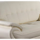 Olaf 69 Inch Loveseat Tufted Ivory Faux Leather Chrome Metal Wood By Casagear Home BM315003