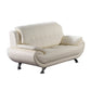 Olaf 69 Inch Loveseat Tufted Ivory Faux Leather Chrome Metal Wood By Casagear Home BM315003