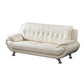 Olaf 82 Inch Sofa Tufted Ivory Faux Leather Upholstery Chrome Metal Wood By Casagear Home BM315004