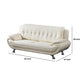 Olaf 82 Inch Sofa Tufted Ivory Faux Leather Upholstery Chrome Metal Wood By Casagear Home BM315004