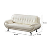 Olaf 82 Inch Sofa Tufted Ivory Faux Leather Upholstery Chrome Metal Wood By Casagear Home BM315004