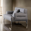 Elsa 53 Inch Sofa Chair Gray Leather Seat and Armrests Chrome Metal By Casagear Home BM315005