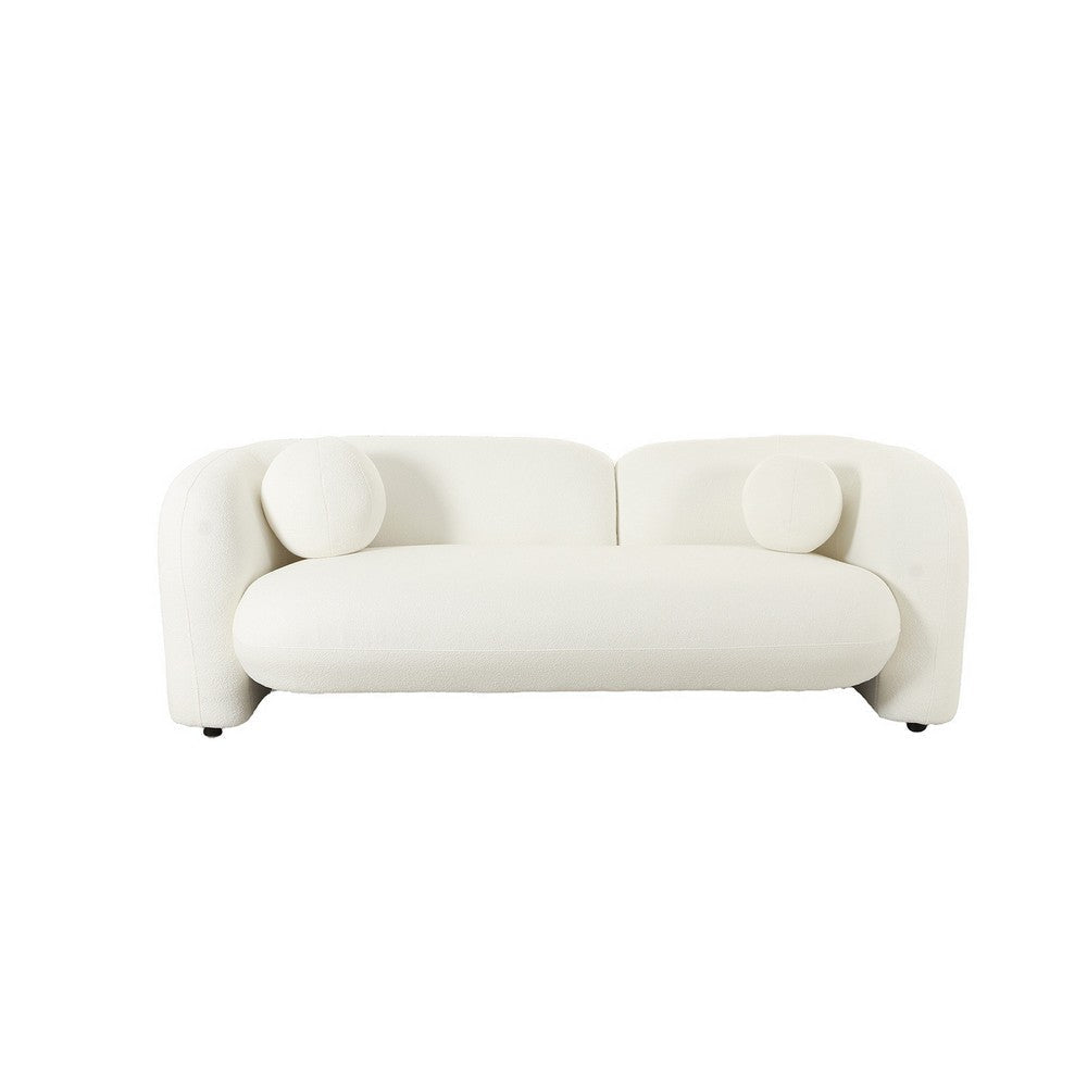 Diana 80 Inch Loveseat, Thick Padded Wide Seat, Off White Fabric, Wood By Casagear Home