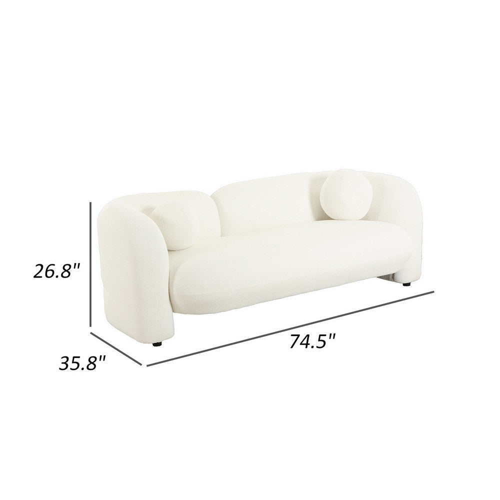 Diana 80 Inch Loveseat Thick Padded Wide Seat Off White Fabric Wood By Casagear Home BM315007