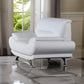 Siaa 47 Inch Sofa Chair White Faux Leather Upholstery Chrome Metal Wood By Casagear Home BM315008